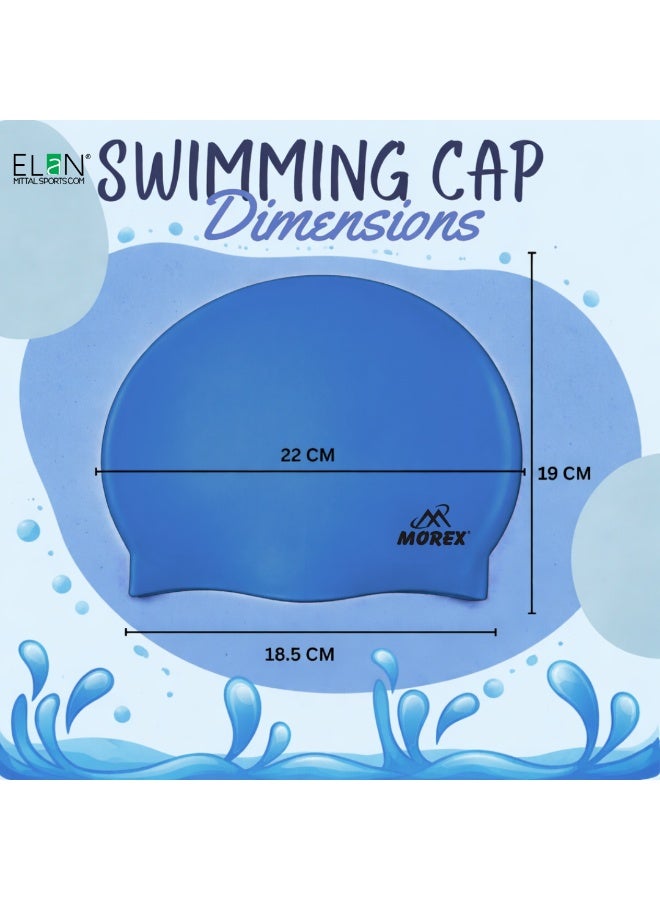 ELAN Morex Premium Silicone Swim Cap - Model Royal Blue - High-Elasticity Waterproof Swimming Cap for Adults & Teens, Snug Fit for Long & Short Hair, Professional Racing & Swim Leisure Cap - Image 5