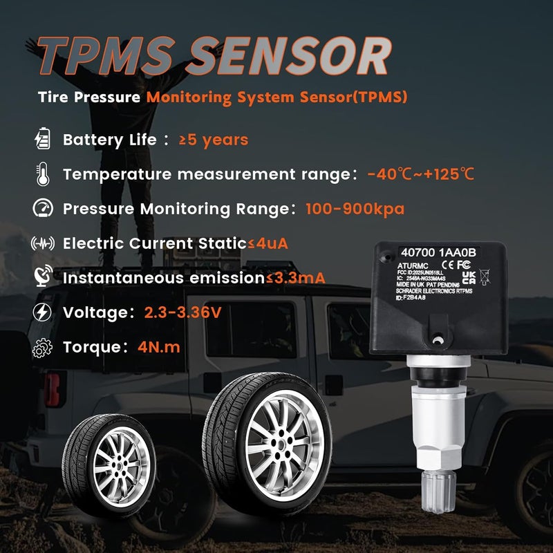 مجموعة من 1 مستشعر TPMS لنظام مراقبة ضغط الإطارات 315MHz متوافق مع 2005 Toyota Prius FJ Cruiser Camry Corolla Highlander Land Cruiser Meijia Asian Dragon بديل لـ # 4260733011 - Image 2