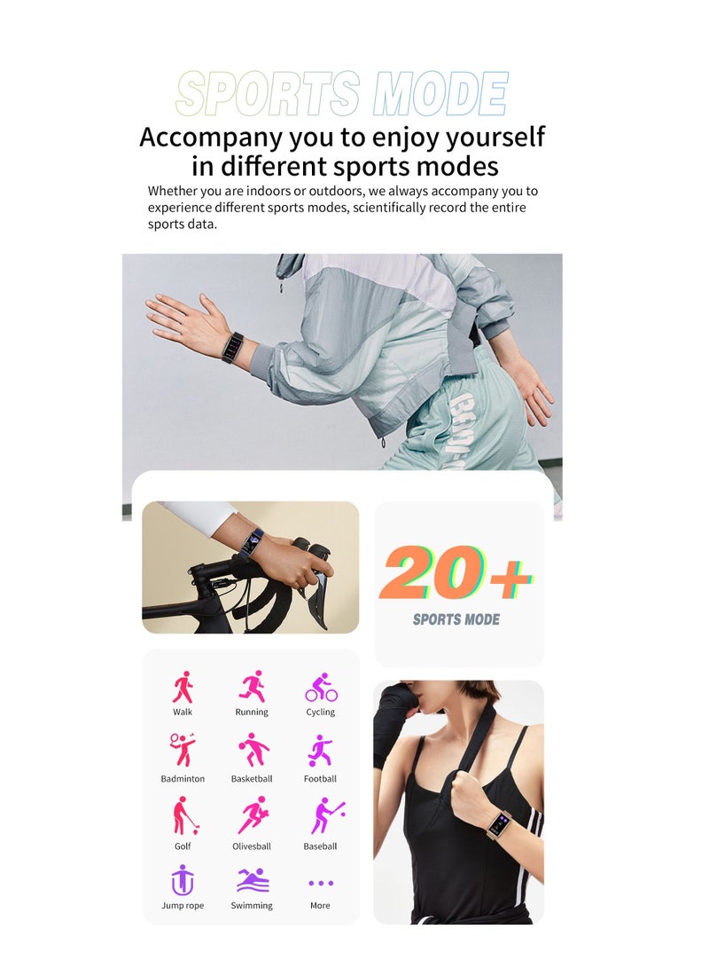 AROAQ H80 1.47 inch Golden Smart Watch Multi-Sport Mode Fitness Bracelet IP67 Waterproof Health Watch Sleep Monitoring With Purple Gold Silicone Strap - Image 3