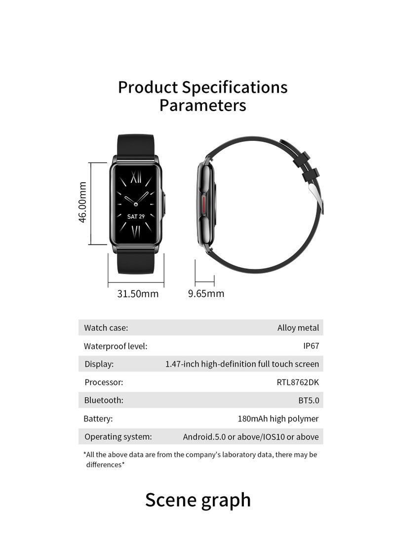 AROAQ H80 1.47 inch Golden Smart Watch Multi-Sport Mode Fitness Bracelet IP67 Waterproof Health Watch Sleep Monitoring With Purple Gold Silicone Strap - Image 5