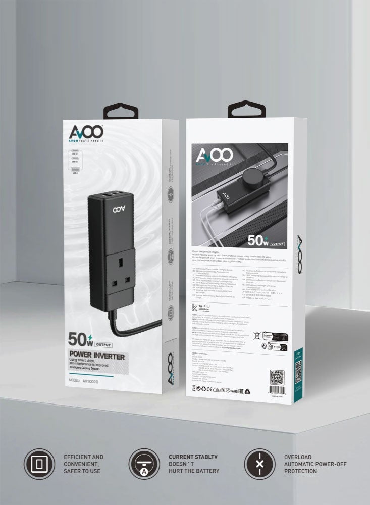 AVOO 50W Charging Station with USB and Type-C ports — smart power, elegant design. Charge all your devices at once with fast and safe multi-device charging. - Image 4