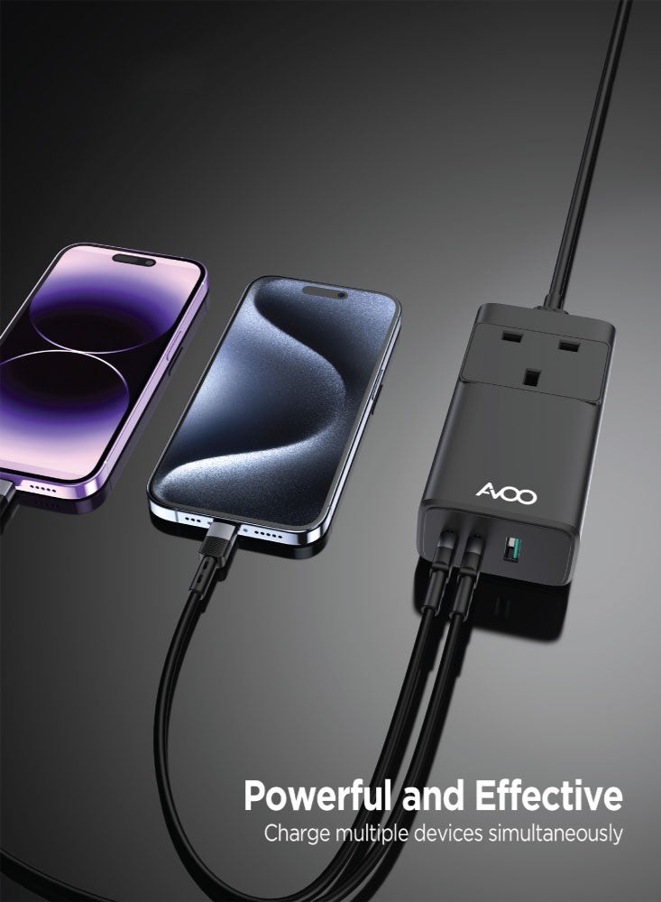 AVOO 50W Charging Station with USB and Type-C ports — smart power, elegant design. Charge all your devices at once with fast and safe multi-device charging. - Image 1
