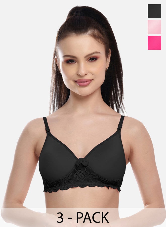 FIMS Women Pack Of 3 Lightly Padded Everyday Bra - Image 1