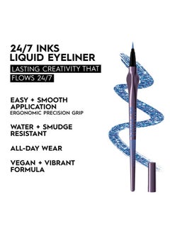 Urban Decay 24/7 Inks Liquid Eyeliner Pen Water Resistant Smudge Proof Up To 24Hr Wear Ergonomic Grip Vegan & Cruelty Free Hi Energy (Blue Shimmer Brush Tip)  - Image 4