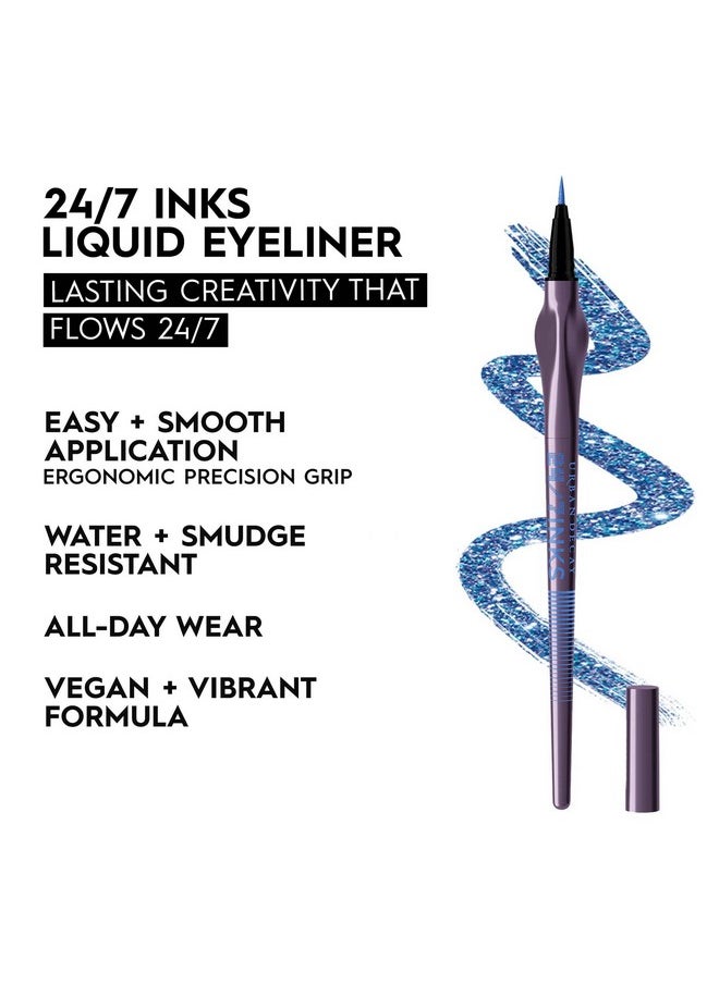 Urban Decay - 24/7 Inks Liquid Eyeliner Pen Water Resistant Smudge Proof Up To 24Hr Wear Ergonomic Grip Vegan & Cruelty Free Hi Energy (Blue Shimmer Brush Tip) - Image 1