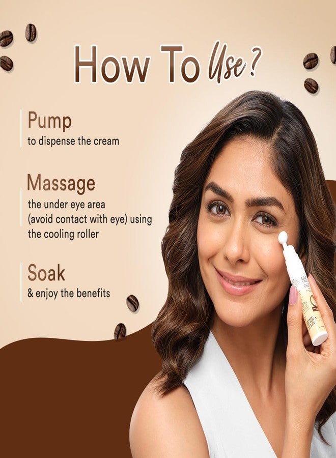 Lacto Calamine Under Eye Cream For Dark Circles for Women & Men | Fine Lines & Puffy Eyes With Cooling Massage Roller | 15g | With Coffee Oil, Multi-Peptides, Niacinamide, & Vitamin E (Pack of 5) - Image 4