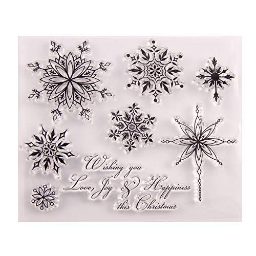 arriettycraft Christmas Snowflakes Sayings Verses Clear Stamps for Christmas Cards Making or Journaling, Snowflake Transparent Silicone Stamps for Journals Albums Scrapbooking Paper Crafts Decoration - Image 1