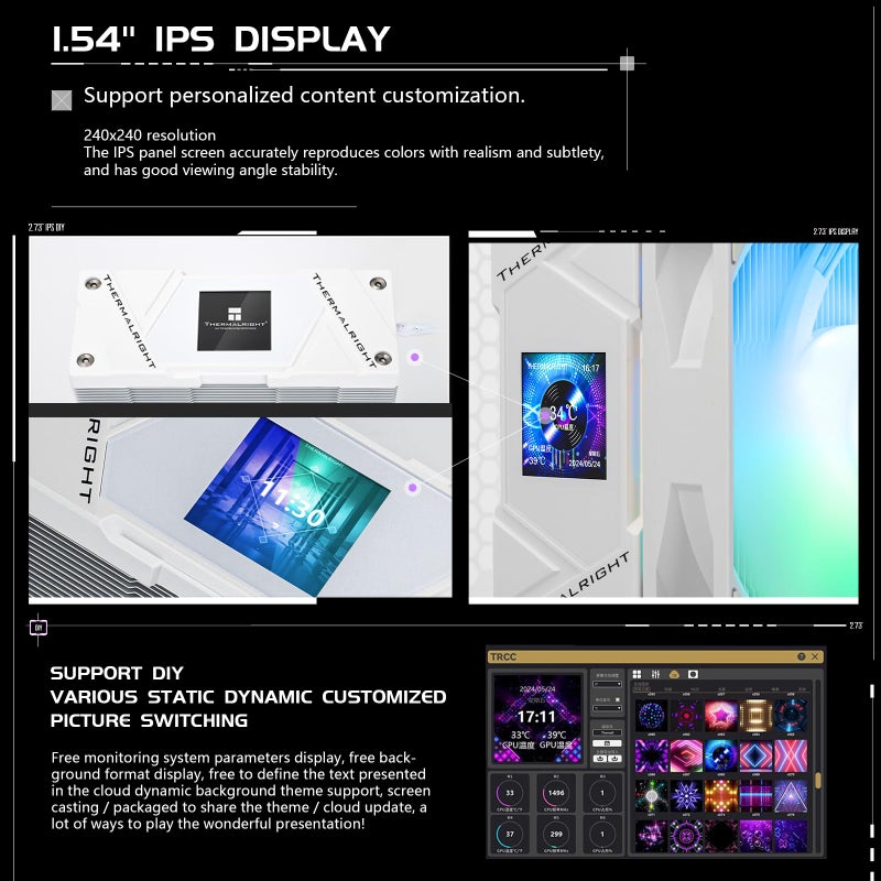 Thermalright Assassin Spirit 120 Vision White ARGB CPU Air Cooler with 1.54in IPS Display, 120mm PWM Fan, Support Intel lga1700/1150/1151/1200/1851, AMD AM4/AM5 - Image 2