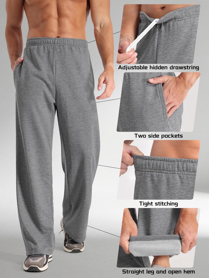 Aocku 4 Pack Mens Sweatpants Athletic Joggers Mens Workout Open Bottom Lightweight Sweat Pants with Pockets Color A, M - Image 3