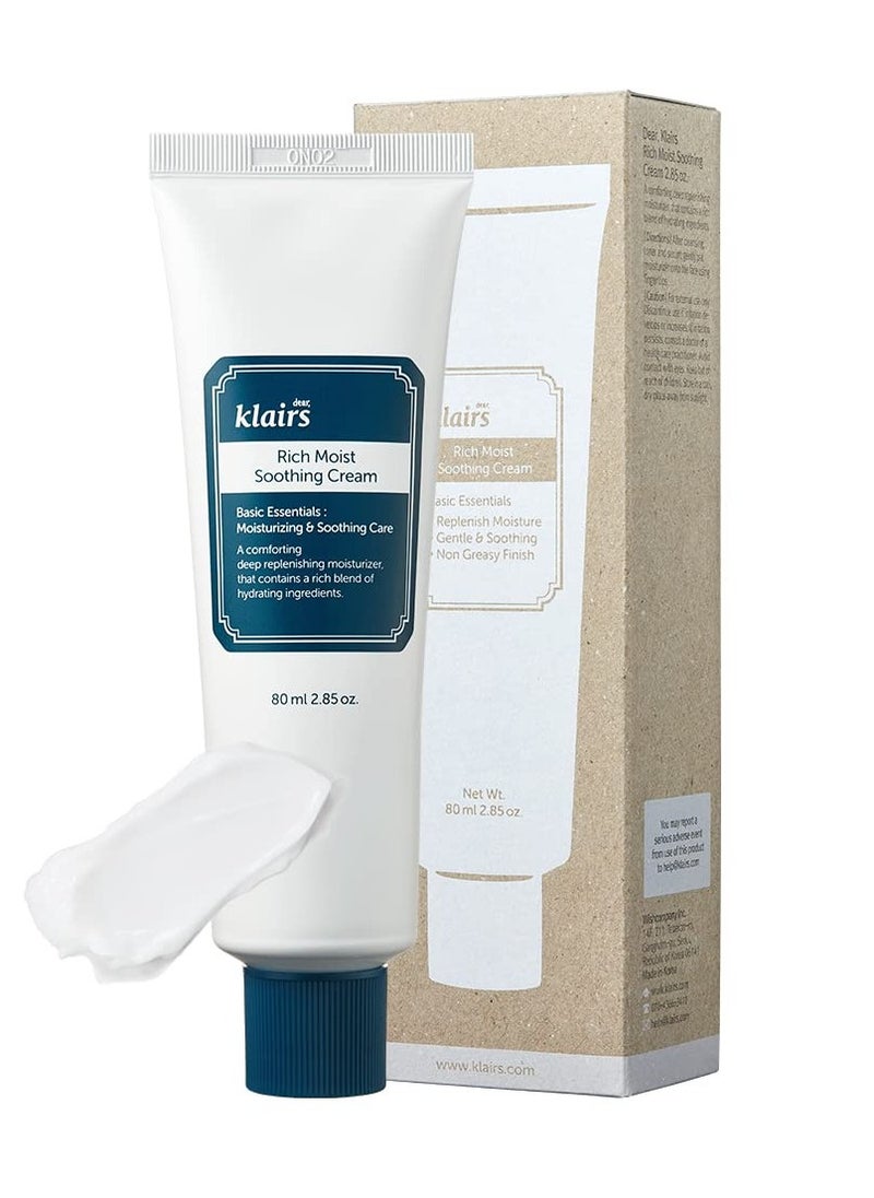 DearKlairs DearKlairs Rich Moist Soothing Cream 80ml, Repair Skin Barrier, Sensitive Skin, Hypoallergenic, Centella Asiatica, Ceremide, Moisturizer, Full Hydration, Non-sticky texture, Korean Moisturizer  - Image 1