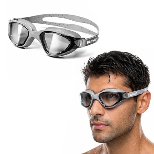 SLOVIC Swimming Goggles for Men [Grey] | Swimming Goggles for Women | Anti-Fog & UV Protected Swimming Glasses for Men & Women | Unisex Swimming Accessories | Leaf-Proof Goggle with Adjustable Straps - Image 1