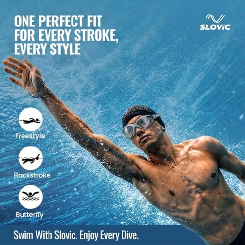 SLOVIC Swimming Goggles for Men [Grey] | Swimming Goggles for Women | Anti-Fog & UV Protected Swimming Glasses for Men & Women | Unisex Swimming Accessories | Leaf-Proof Goggle with Adjustable Straps - Image 5