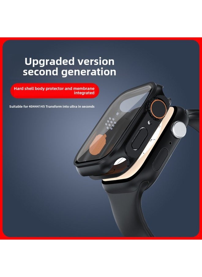 Generic - Suitable For Apple Watch Case Change Second Generation Ultra Shell Film Integrated 360 All-inclusive Protective Shell-Color:Original Machine Black + Orange-Appearance Size:S10-42mm (without Packaging) - Image 1