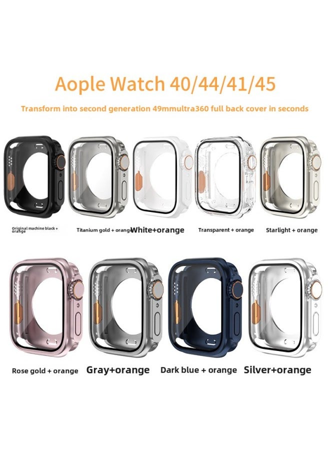 Generic - Suitable For Apple Watch Case Change Second Generation Ultra Shell Film Integrated 360 All-inclusive Protective Shell-Color:Original Machine Black + Orange-Appearance Size:S10-42mm (without Packaging) - Image 1
