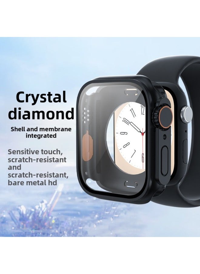 Generic - Suitable For Apple Watch Case Change Second Generation Ultra Shell Film Integrated 360 All-inclusive Protective Shell-Color:Original Machine Black + Orange-Appearance Size:S10-42mm (without Packaging) - Image 1