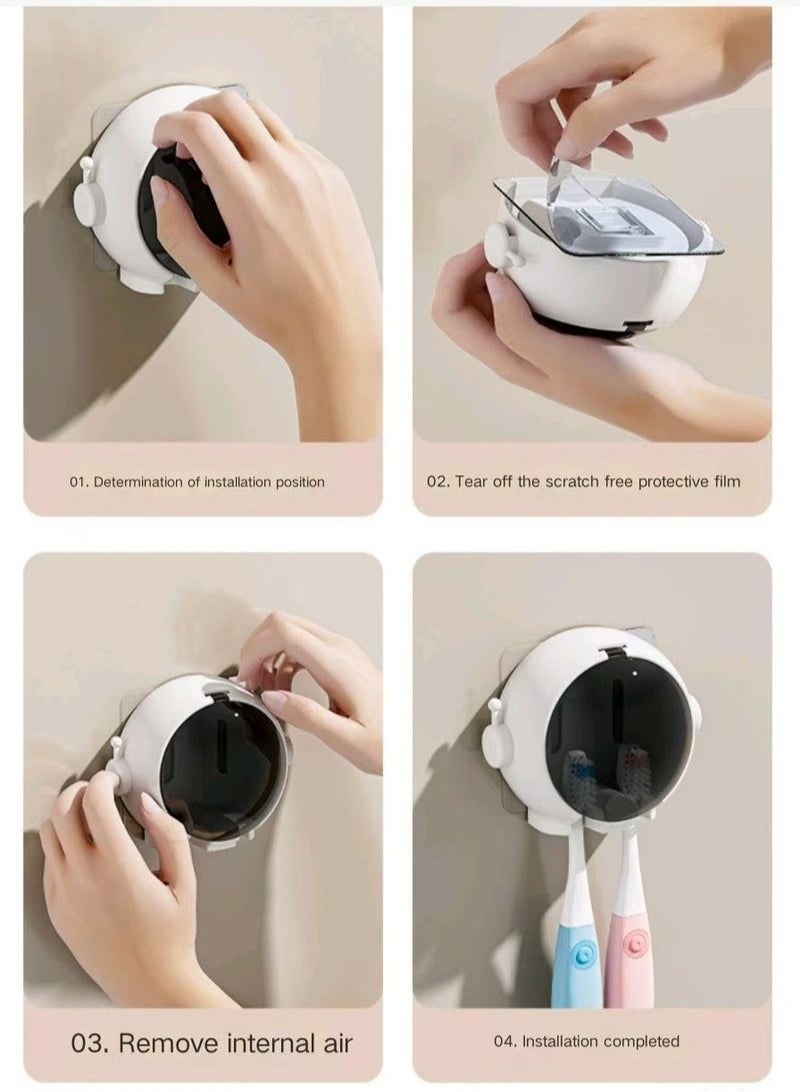 Cartoon wall mountedNon-perforated restroom shelvesElectric children's toothbrush hanger for home couple toothbrush holder - Image 3