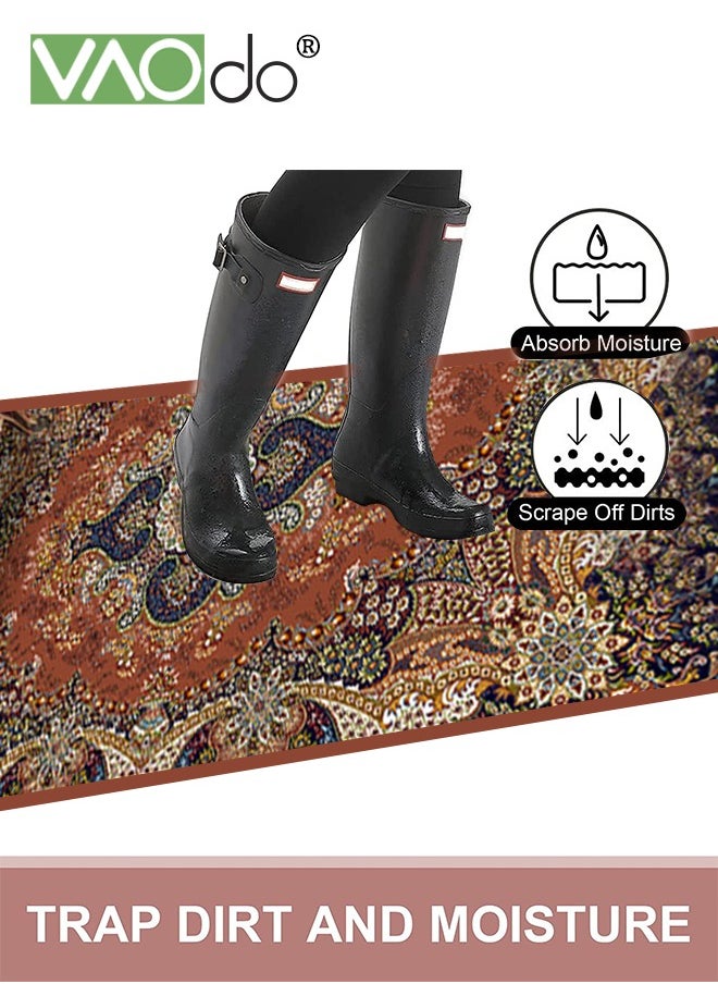 VAOdo Floral European-Style Living Room Carpet Dirt-Resistant Non-Slip Moisture-Proof Home Decoration Rest Mat Carpet Door Mat 140x200CM Red, Fabric, Rectangle  - Image 5