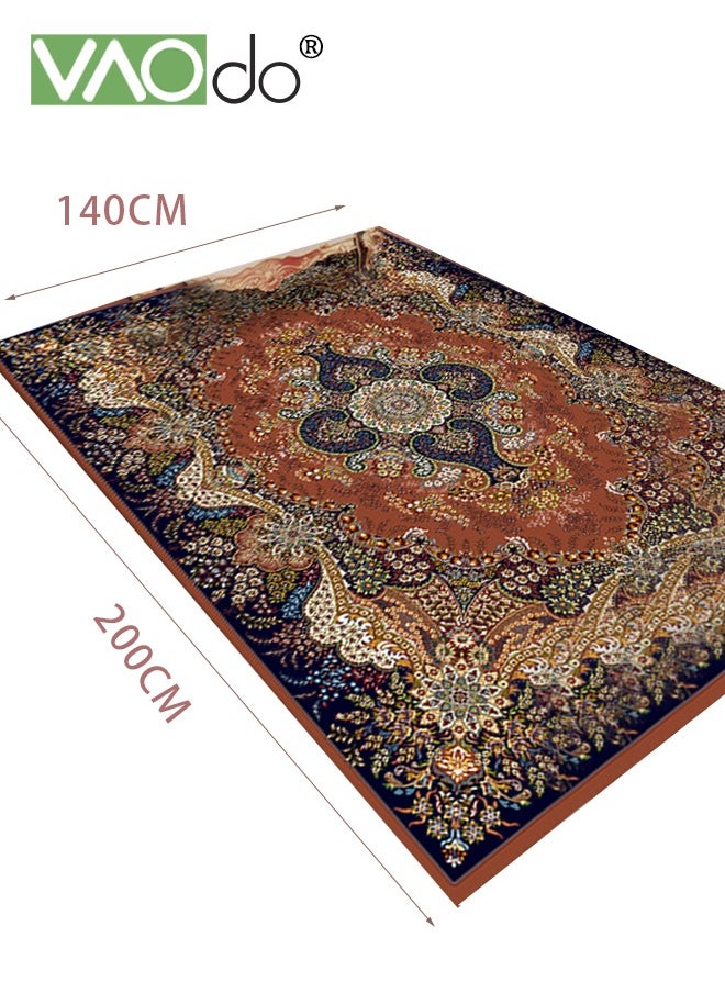 VAOdo Floral European-Style Living Room Carpet Dirt-Resistant Non-Slip Moisture-Proof Home Decoration Rest Mat Carpet Door Mat 140x200CM Red, Fabric, Rectangle  - Image 2
