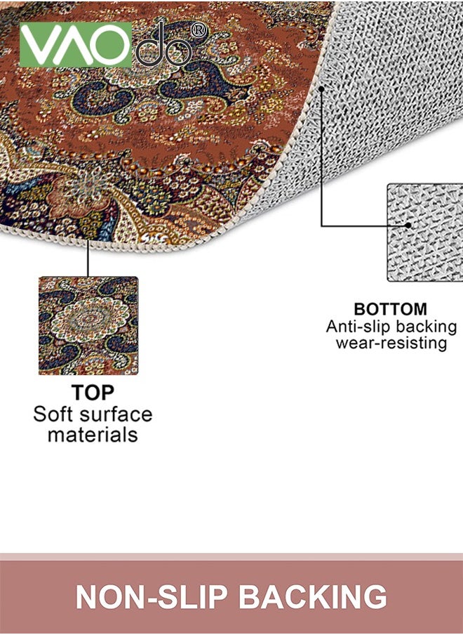 VAOdo Floral European-Style Living Room Carpet Dirt-Resistant Non-Slip Moisture-Proof Home Decoration Rest Mat Carpet Door Mat 140x200CM Red, Fabric, Rectangle  - Image 3