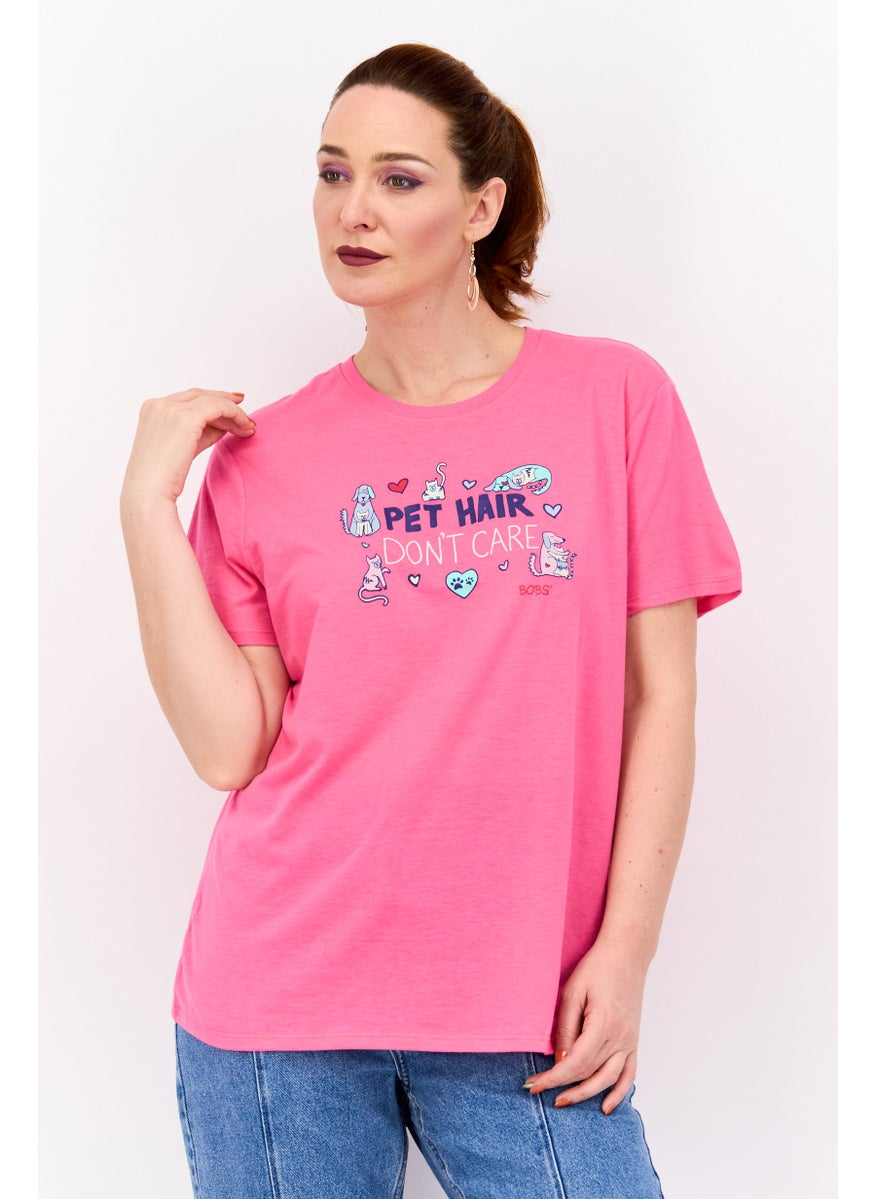 BOBS from Skechers - Women Sportswear Fit Graphic Print Outdoor T-Shirt, Pink Combo - Image 1