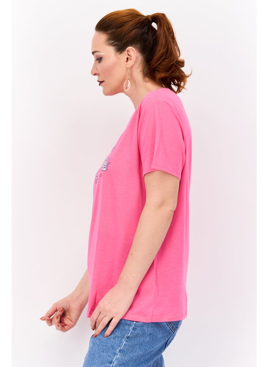 BOBS from Skechers - Women Sportswear Fit Graphic Print Outdoor T-Shirt, Pink Combo - Image 1