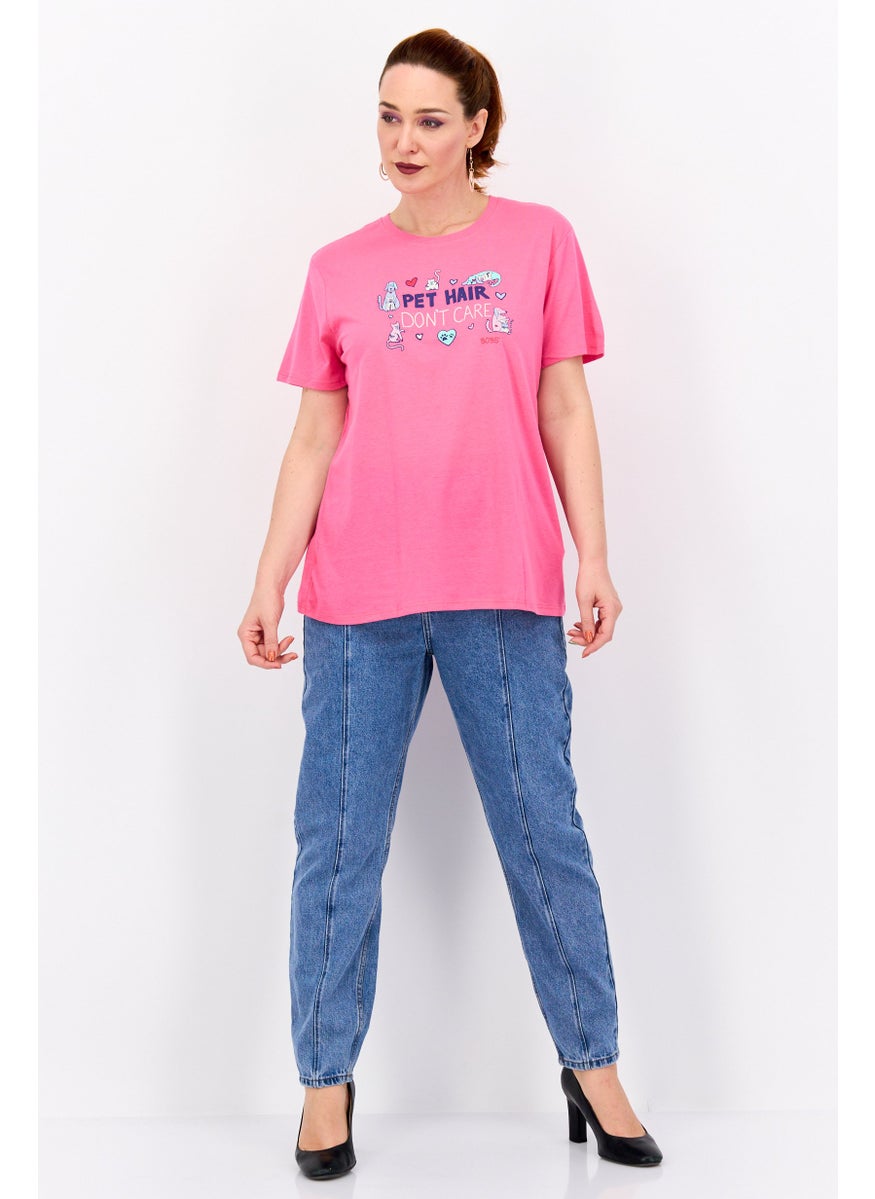 BOBS from Skechers - Women Sportswear Fit Graphic Print Outdoor T-Shirt, Pink Combo - Image 1