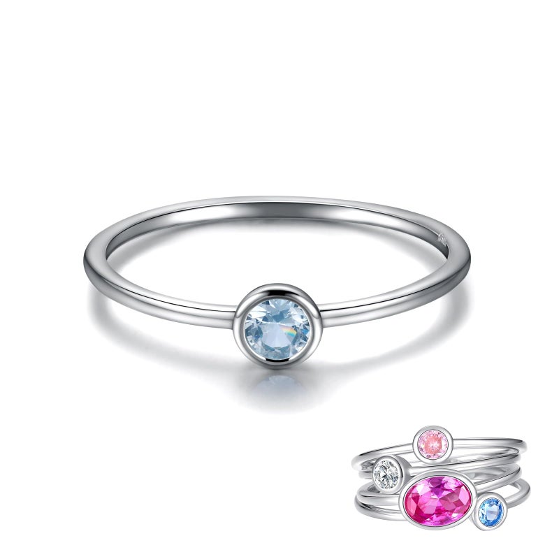 Sariel Simple Birthstone Rings for Women Family Jewelry 925 Sterling Silver Colorful Cubic Zirconia Stackable Promise Ring for Her - Image 1