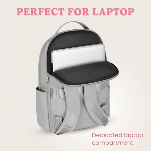 Genie Tuscany Casual Backpack for Girls |16 In-15 Ltr with Laptop Sleeve,Three Compartments and Trolley Sleeve Padded Shoulders |Best for Books,Stationery,Laptop,Lunch Box & Essentials - Grey - Image 3