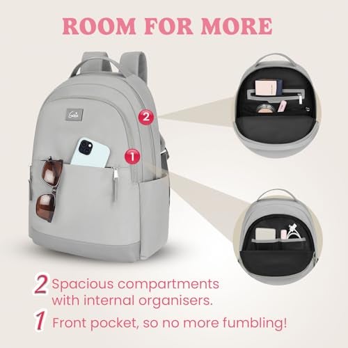 Genie Tuscany Casual Backpack for Girls |16 In-15 Ltr with Laptop Sleeve,Three Compartments and Trolley Sleeve Padded Shoulders |Best for Books,Stationery,Laptop,Lunch Box & Essentials - Grey - Image 2