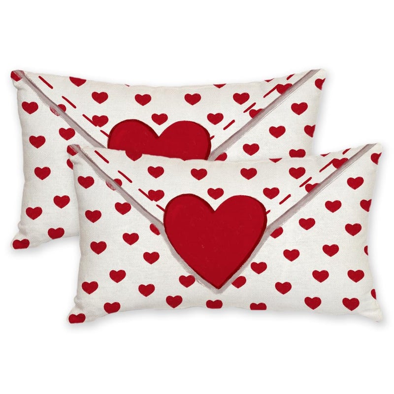 AACORS Valentine's Day Pillow Covers 12X20 Set of 2,Love Heart Decorations Holiday Farmhouse Decorative Pillow Case Decor for Sofa Couch AK041-12 - Image 1