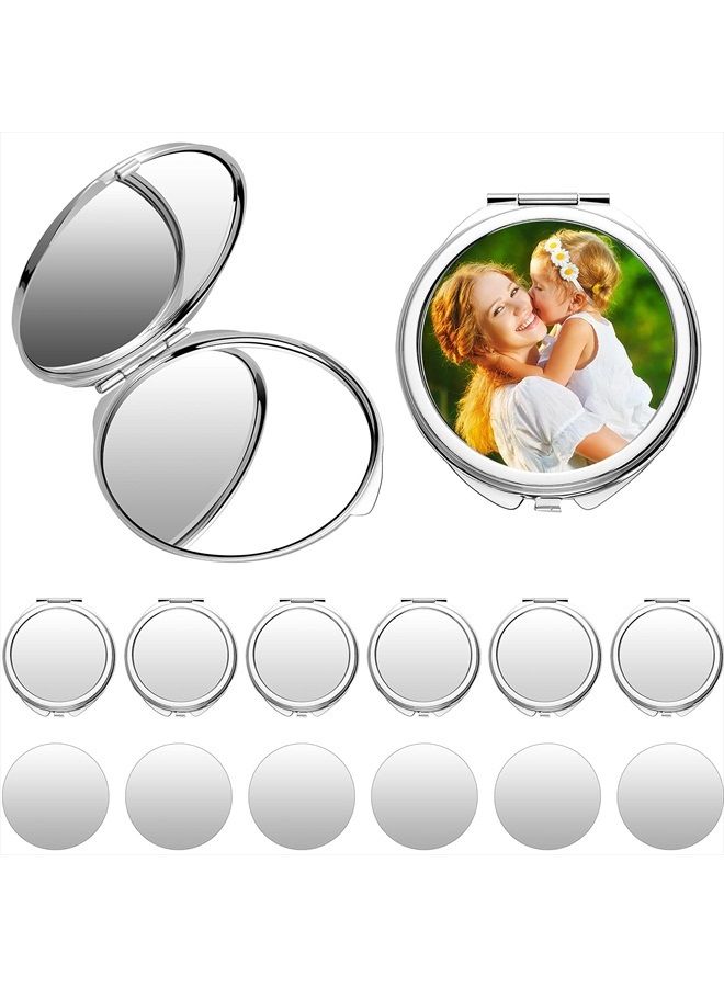 Jetec 6 Pieces Sublimation Pocket Makeup Mirror Sublimation Metal Compact Mirror Sublimation Travel Makeup Mirror for Women Men Home Travel Use - Image 1