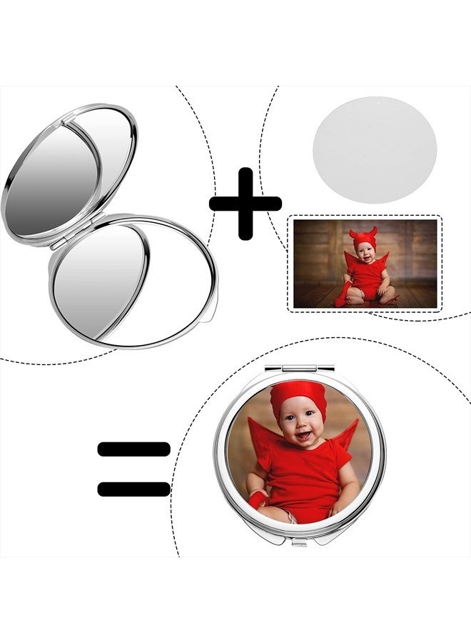 Jetec 6 Pieces Sublimation Pocket Makeup Mirror Sublimation Metal Compact Mirror Sublimation Travel Makeup Mirror for Women Men Home Travel Use - Image 2