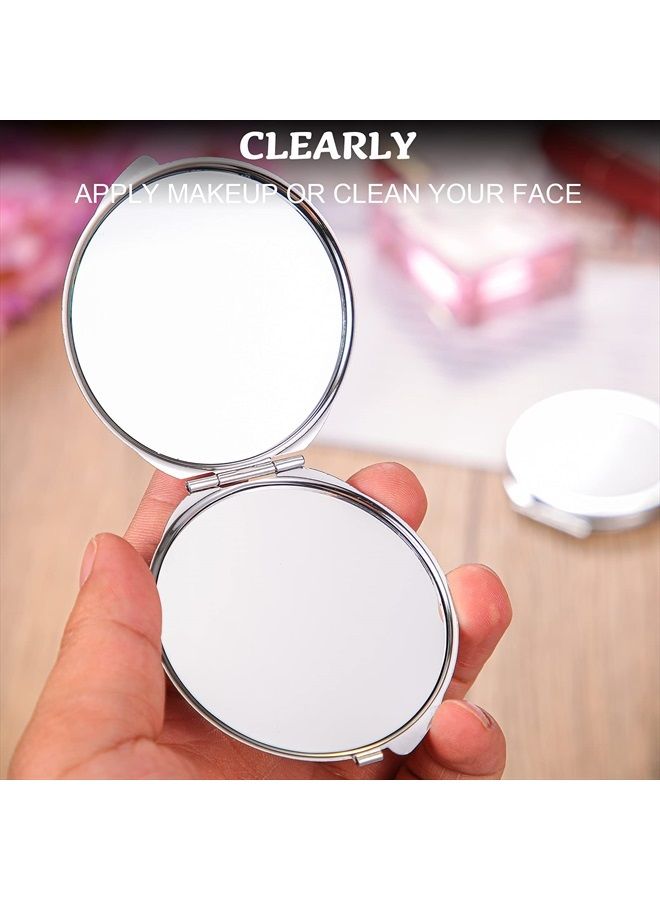Jetec 6 Pieces Sublimation Pocket Makeup Mirror Sublimation Metal Compact Mirror Sublimation Travel Makeup Mirror for Women Men Home Travel Use - Image 5
