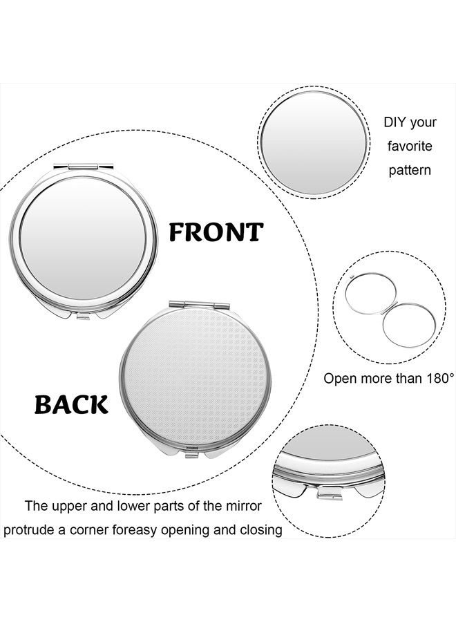 Jetec 6 Pieces Sublimation Pocket Makeup Mirror Sublimation Metal Compact Mirror Sublimation Travel Makeup Mirror for Women Men Home Travel Use - Image 3