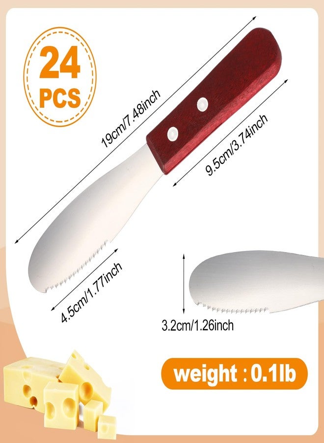LemonRoad 24 Pack 8 Inch Stainless Steel Butter Spreader Bulk Straight Edge Wide Butter Knives with Wooden Handle Cheese Cream Sandwich Condiment Spreader Knives Kitchen Tools - Image 3