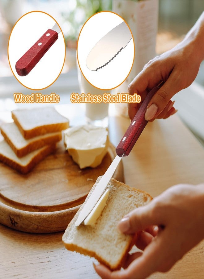LemonRoad 24 Pack 8 Inch Stainless Steel Butter Spreader Bulk Straight Edge Wide Butter Knives with Wooden Handle Cheese Cream Sandwich Condiment Spreader Knives Kitchen Tools - Image 4