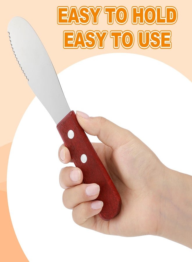 LemonRoad 24 Pack 8 Inch Stainless Steel Butter Spreader Bulk Straight Edge Wide Butter Knives with Wooden Handle Cheese Cream Sandwich Condiment Spreader Knives Kitchen Tools - Image 5