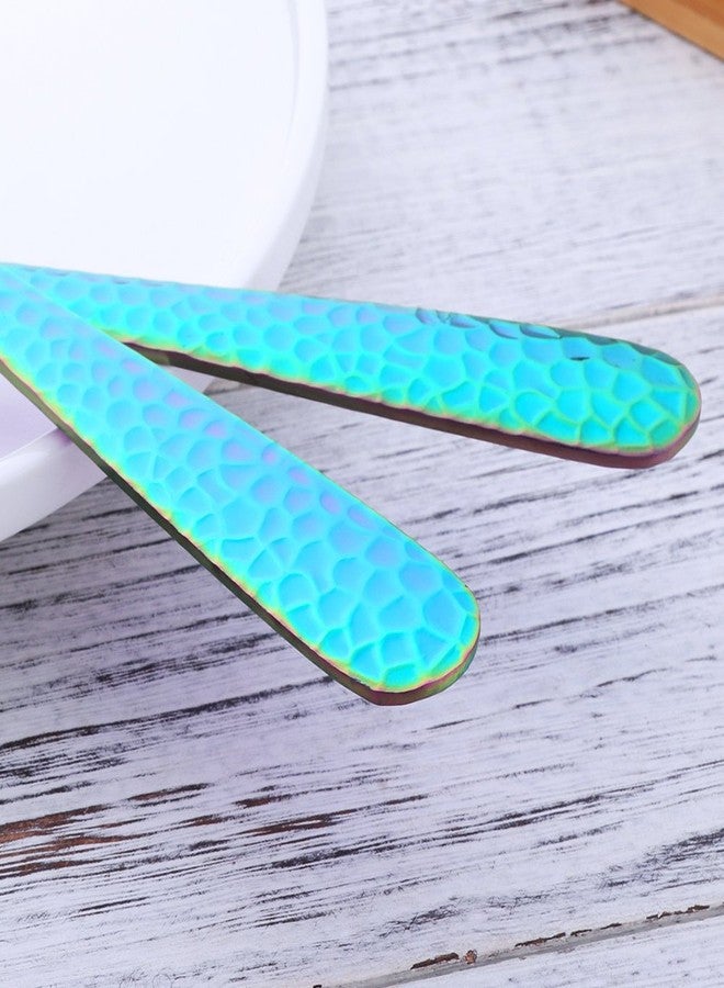 Bisda طقم ملاعق وشوك سلطة من بيسدا، ملعقة تقديم سلطة قوس قزح من الفولاذ المقاوم للصدأ مقاس 12 بوصة، أدوات تقديم كبيرة، عبوة من قطعتين - Image 5