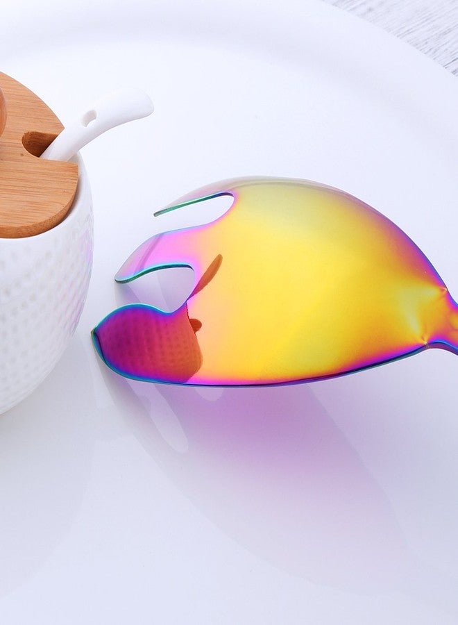 Bisda طقم ملاعق وشوك سلطة من بيسدا، ملعقة تقديم سلطة قوس قزح من الفولاذ المقاوم للصدأ مقاس 12 بوصة، أدوات تقديم كبيرة، عبوة من قطعتين - Image 4