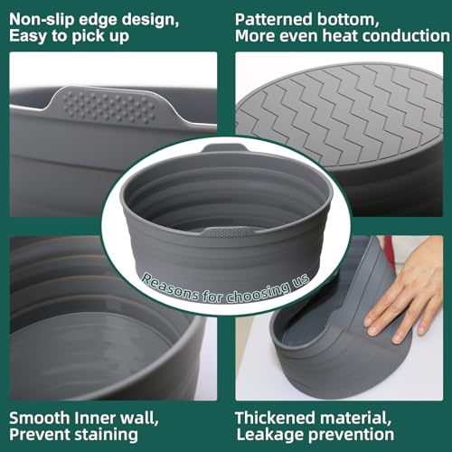 ZTHapwa Slow Cooker Liners Foldable Reusable Silicone Cooking Liners Compatible with CrockPot Hamilton Beach Oval 6 QT Leakproof Dishwasher Safe Slow Cooker Accessories for Most Oval Shape 1 PCS Grey - Image 3