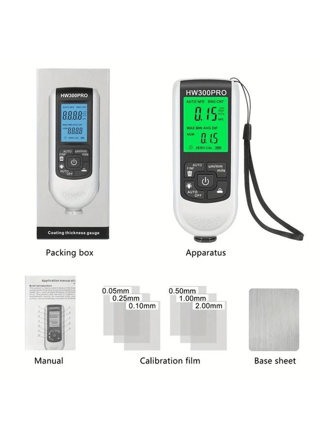 Black Car Paint Thickness Gauge 0 2000UM Fe NFe Tester Manual Coating Meter HW 300PRO - Image 4