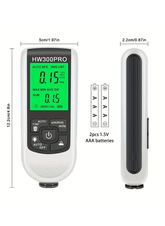 Black Car Paint Thickness Gauge 0 2000UM Fe NFe Tester Manual Coating Meter HW 300PRO - Image 3
