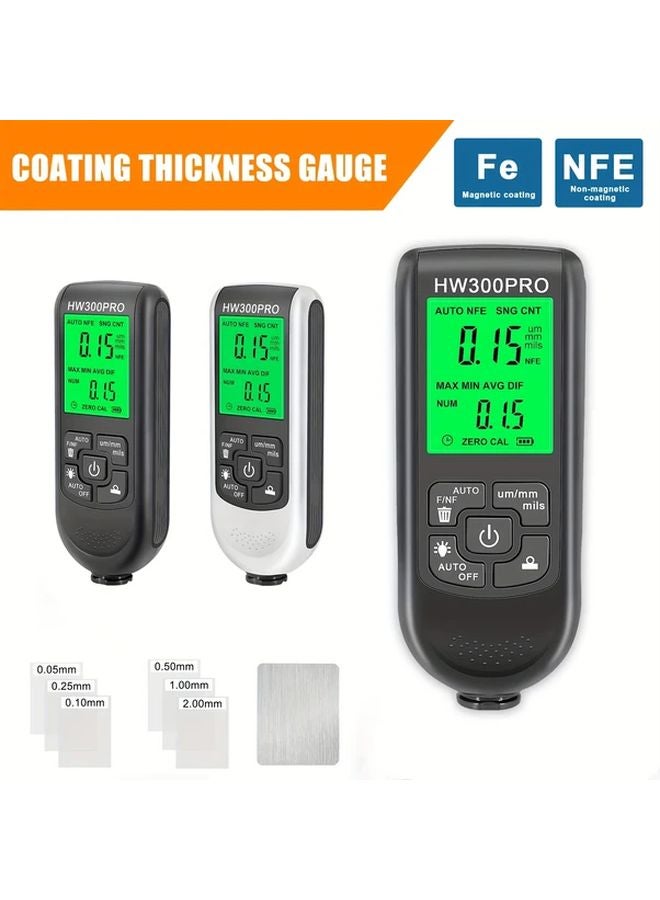 Black Car Paint Thickness Gauge 0 2000UM Fe NFe Tester Manual Coating Meter HW 300PRO - Image 2