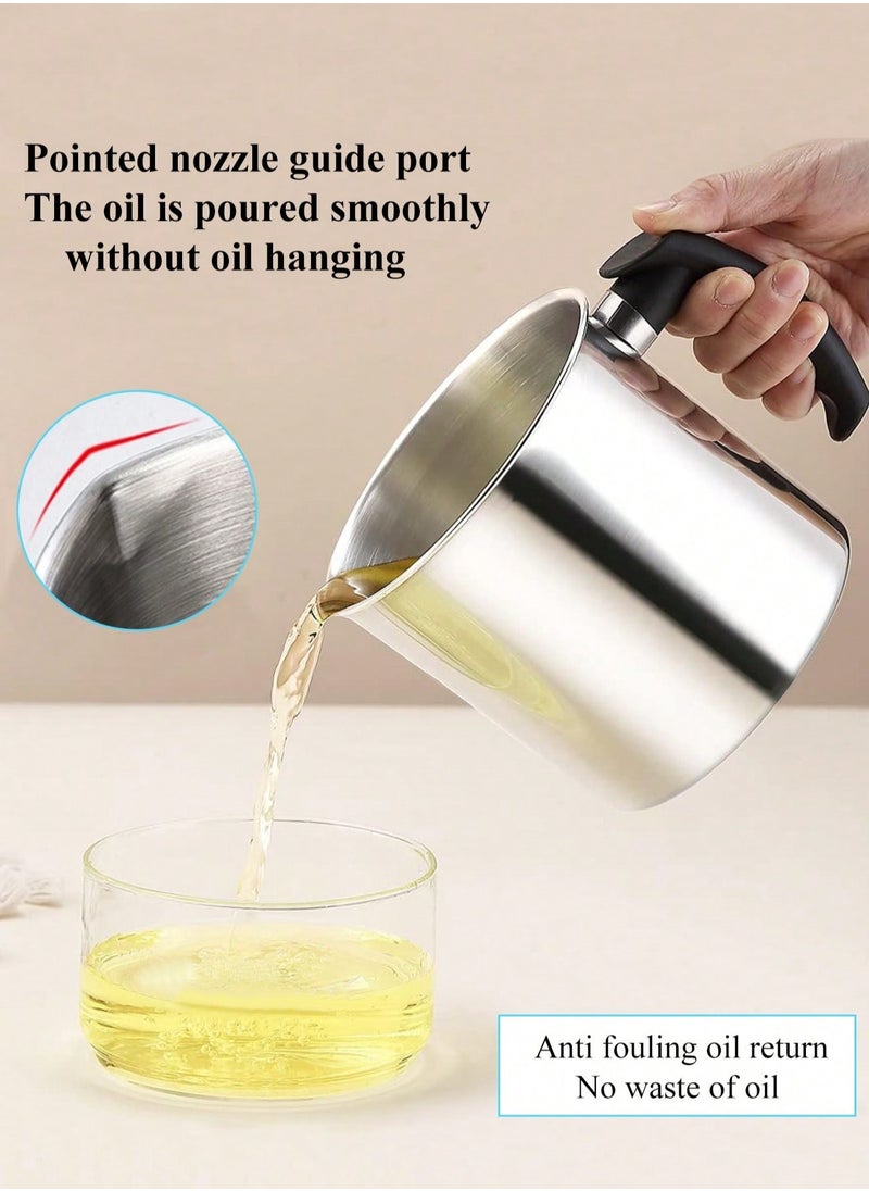 Generic 1pc Stainless Steel Oil Filter Pot With Strainer For Kitchen,Deep Fryer Oil Storage, Stainless Steel Oil Container,Modernist Multifunctional Oil Filter Pot For Kitchen  - Image 2