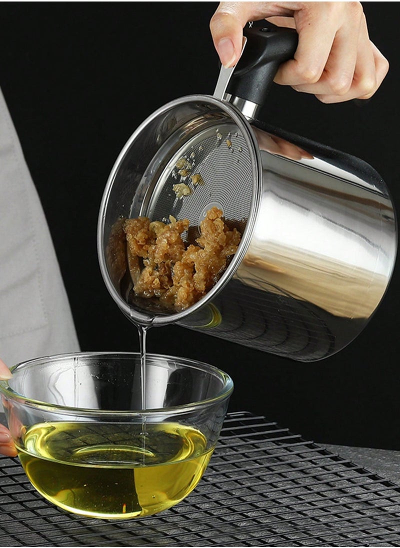 Generic 1pc Stainless Steel Oil Filter Pot With Strainer For Kitchen,Deep Fryer Oil Storage, Stainless Steel Oil Container,Modernist Multifunctional Oil Filter Pot For Kitchen  - Image 5