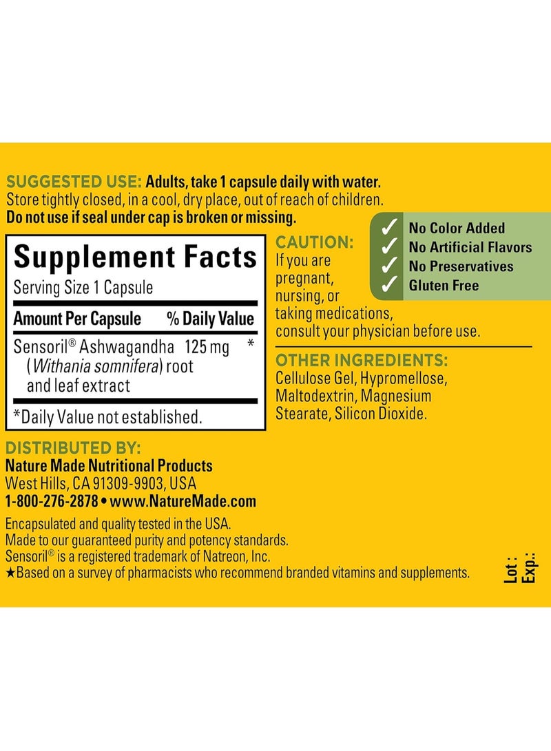 Nature Made Ashwagandha, Dietary Supplement 60 Capsules - Image 2