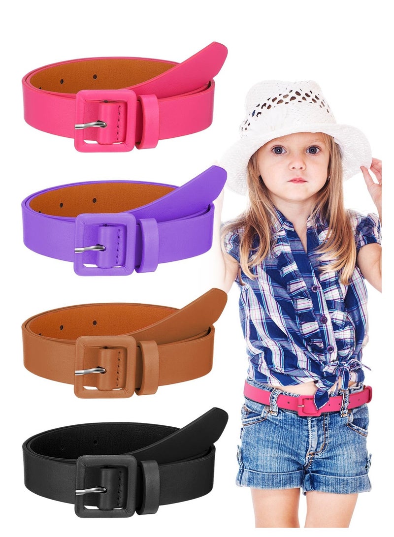 SYOSI Cute Children Belt, 4 Pcs Kids Leather Belts with Buckle, Skinny Faux Leather Waist Belts for Girls  - Image 1