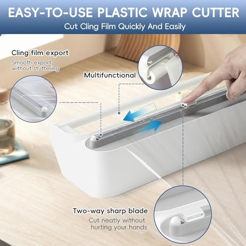 House of Quirk Magnetic Plastic Wrap Dispenser with Cutter, 3 in 1 Aluminum Foil and Plastic Wrap Organizer with Paper Towel Holder, Compatible with Cling Film, Tin Foil and Wax Paper (Black) - Image 3