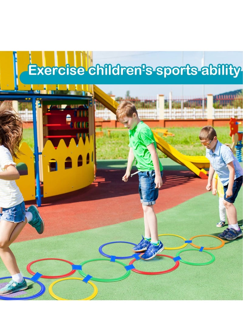 Hopscotch Squares Set - Hopscotch Ring Game with Hoops Squares Connectors Outdoor Indoor Obstacle Course,Balance and Agility Training for Kids and Adults(Hoop, 11 Inch)  - Image 5