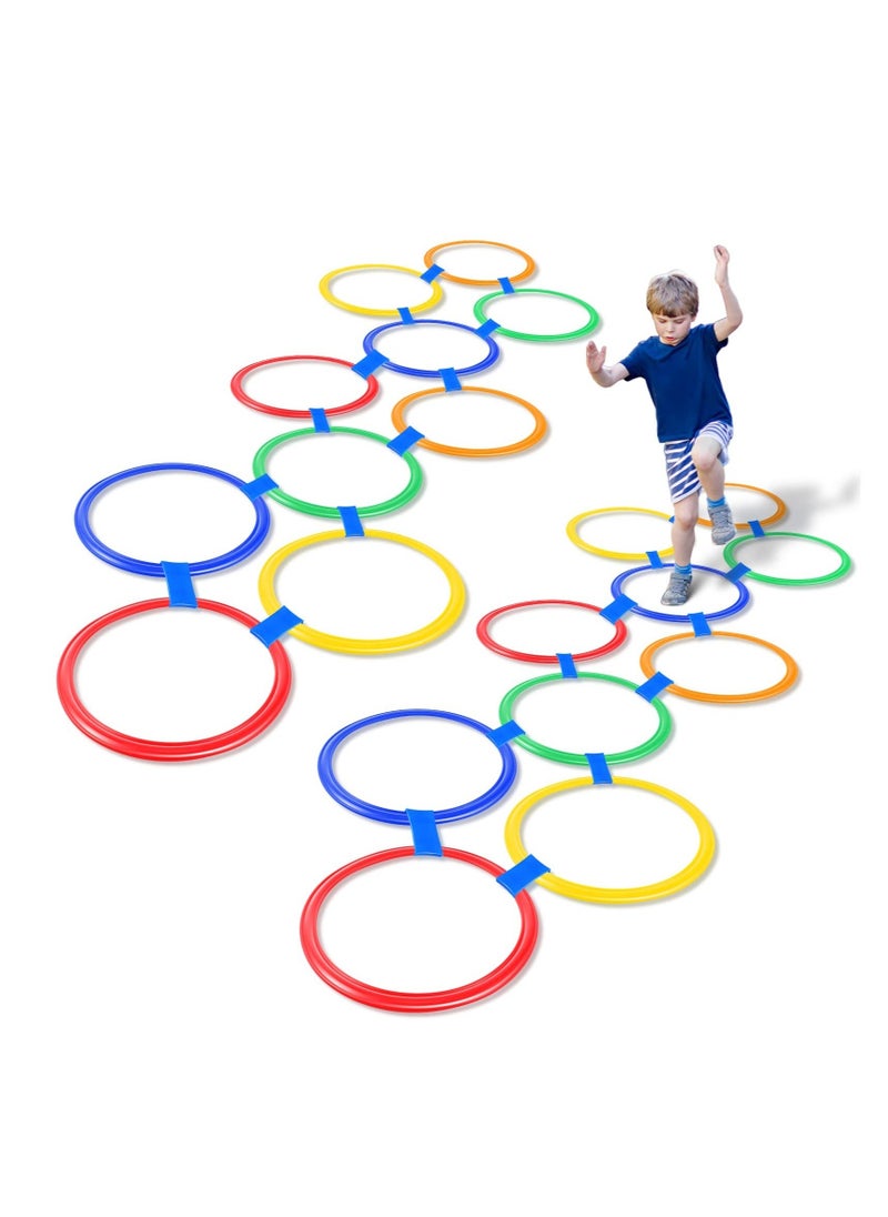 Hopscotch Squares Set - Hopscotch Ring Game with Hoops Squares Connectors Outdoor Indoor Obstacle Course,Balance and Agility Training for Kids and Adults(Hoop, 11 Inch)  - Image 1
